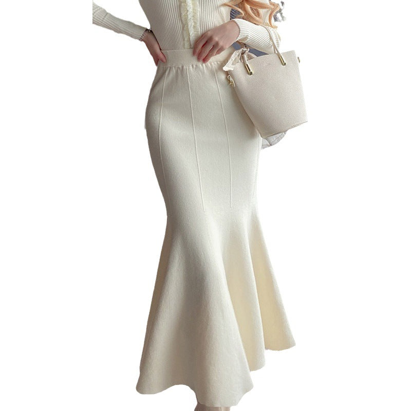 Jupe midi évasée élégante pour femme en tricot fin Chic & Stil
