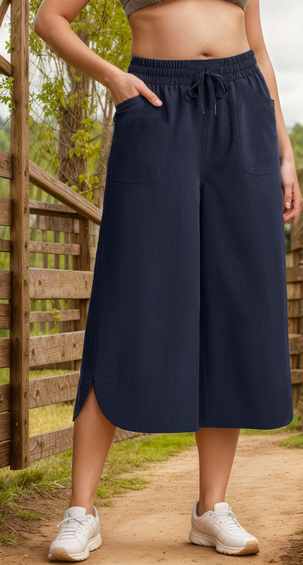 Lune London women’s drawstring culotte pants