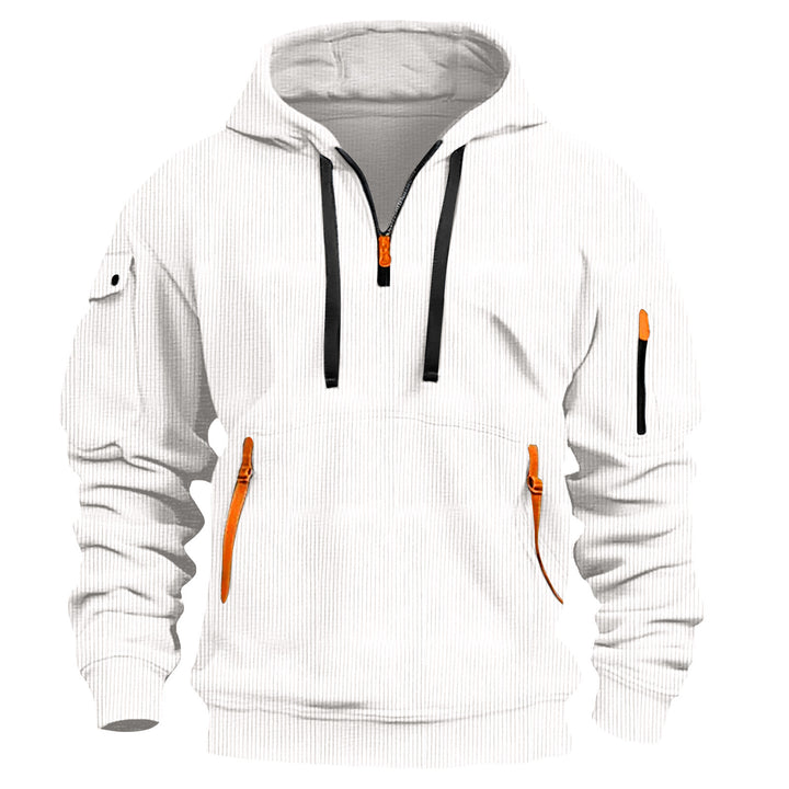 Sporty hoodie for men with innovative zipper and practical pockets Lune London