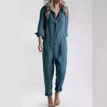 Casual denim jumpsuit for women with modern details Lune London