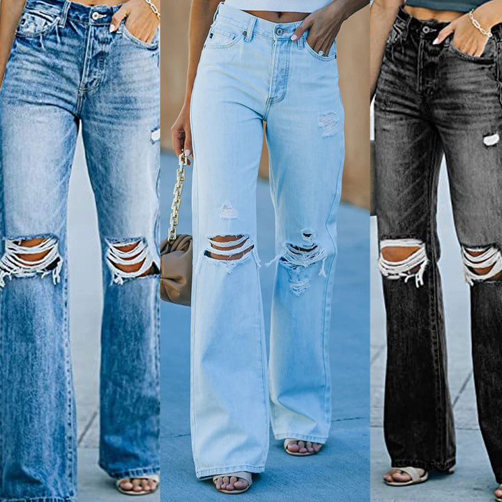 Loose jeans for women in a destroyed style with high pockets and authentic details Lune London