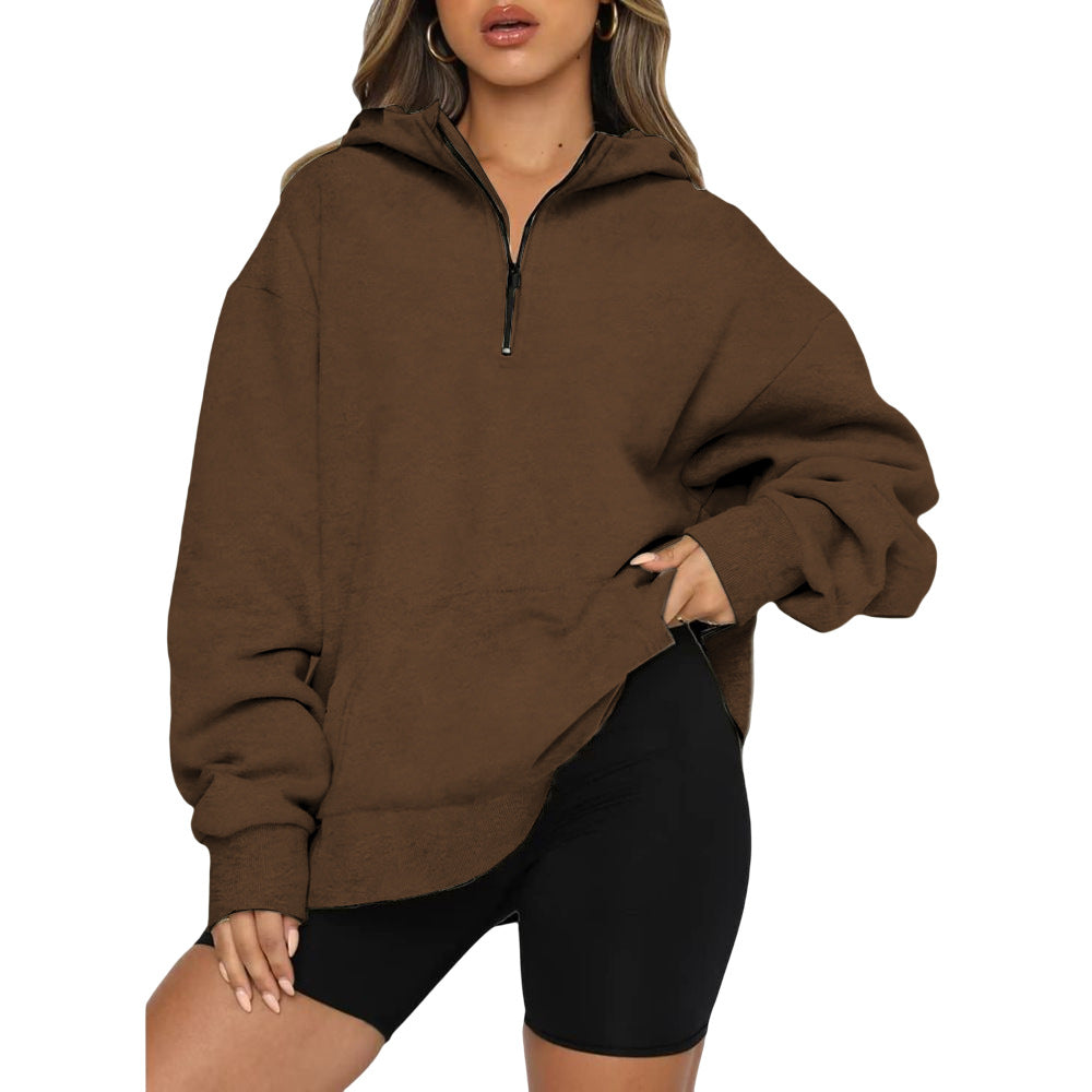 Oversized hoodie for women with half-zip Lune London
