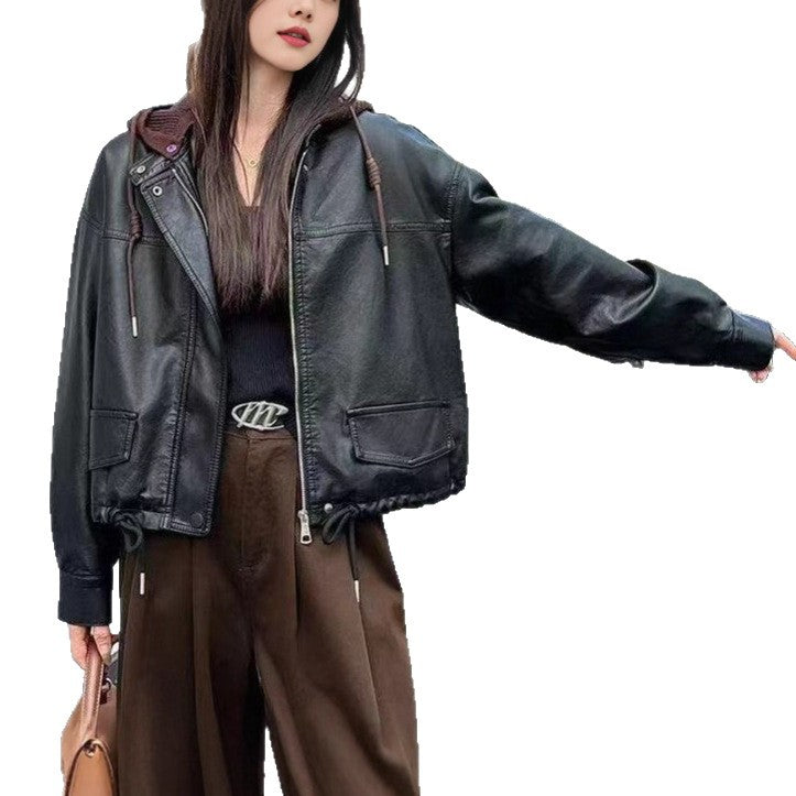 Veste en faux cuir décontractée pour femmes Chic & Stil