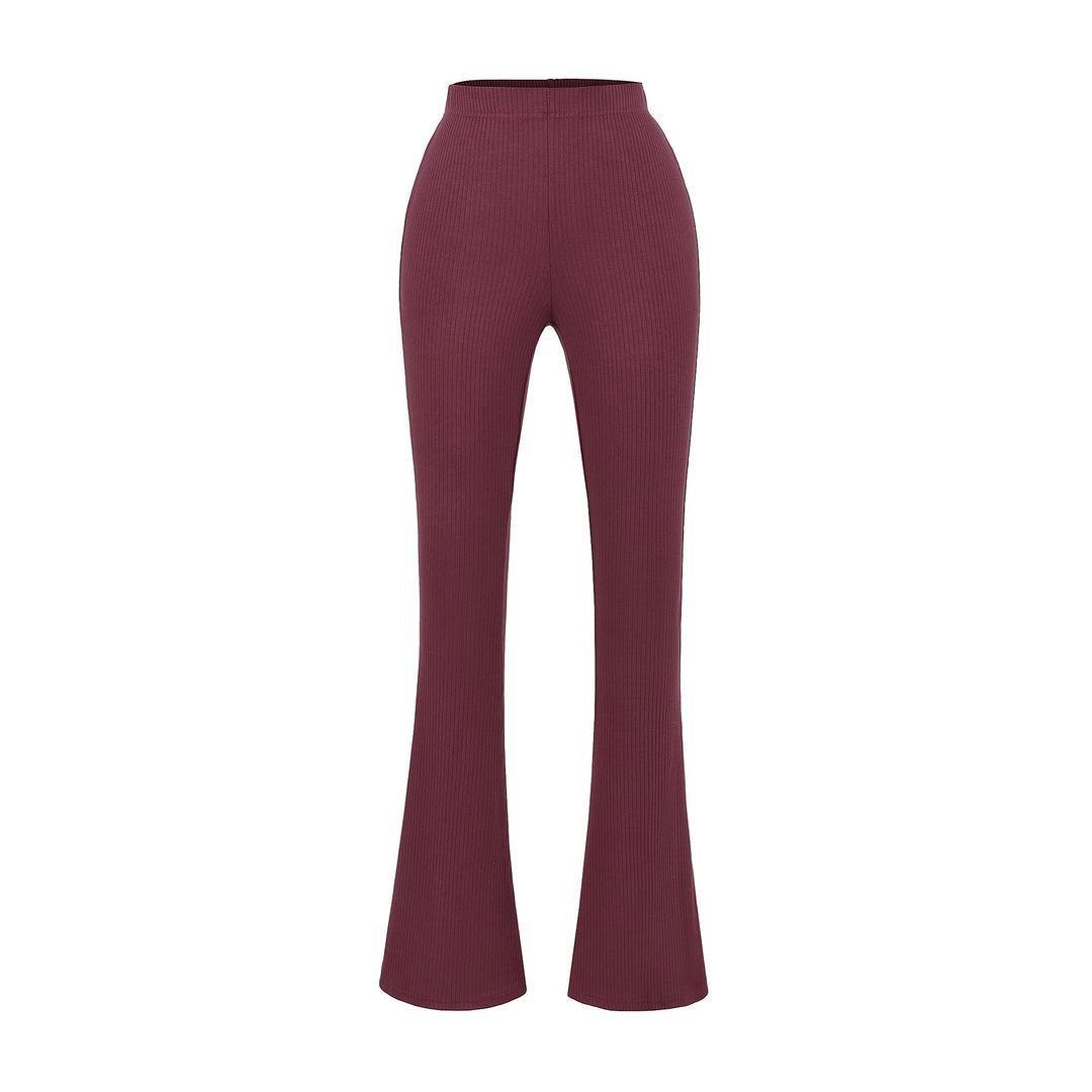 Elegant flared pants for women with a high waist and fine rib design Lune London