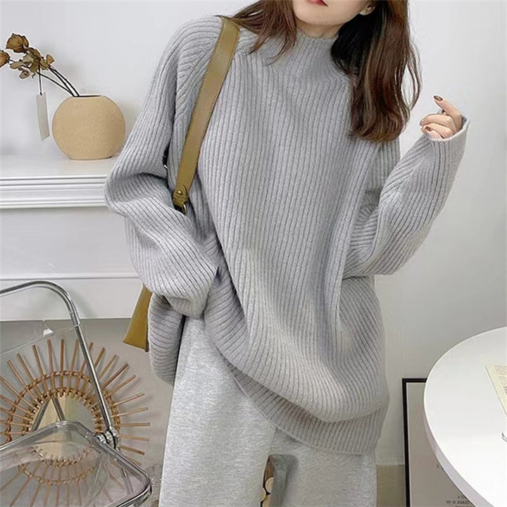 Pull en tricot épais pour femme avec col montant et coupe décontractée Chic & Stil