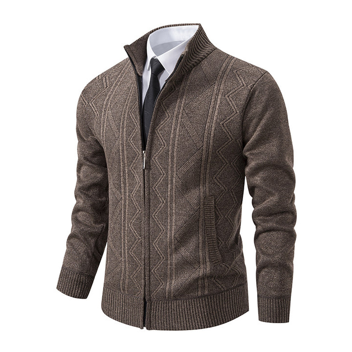 Elegant knitted jacket for men with high collar and zipper Lune London