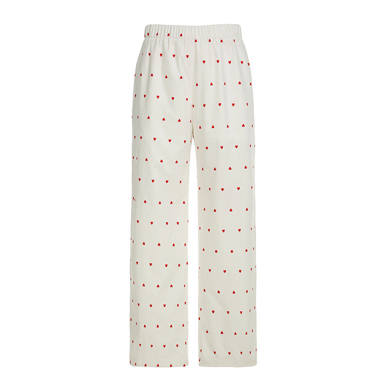 Comfortable night pants for ladies with hearts Lune London