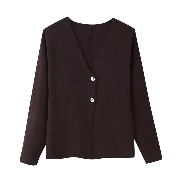 Ladies elegant knitted vest with V-neck and buttons Lune London