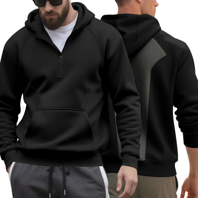 Men's sporty hoodie with short zip opening and kangaroo pocket Lune London