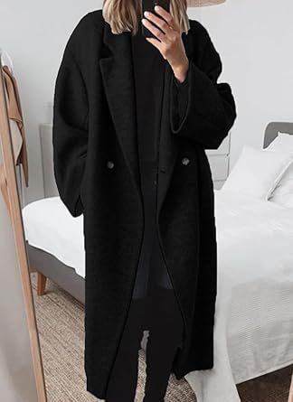 Ladies Boucle Oversized Coat with Double-Breasted Button Row Lune London