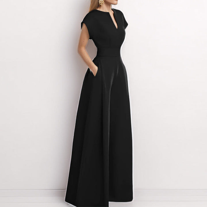 Women Elegant Jumpsuit with Wide Leg and Shawl Collar Lune London