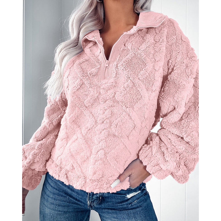 Women Fleece Sweater with Half-Zip Lune London