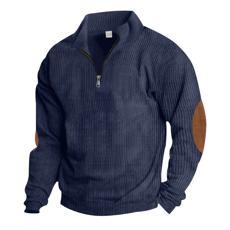 Men's sweater with high collar and leather applications Lune London