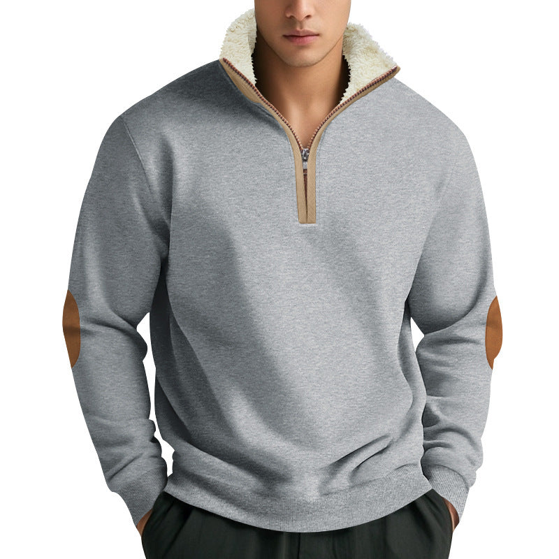 Fleece pullover for men with high collar and zipper Lune London