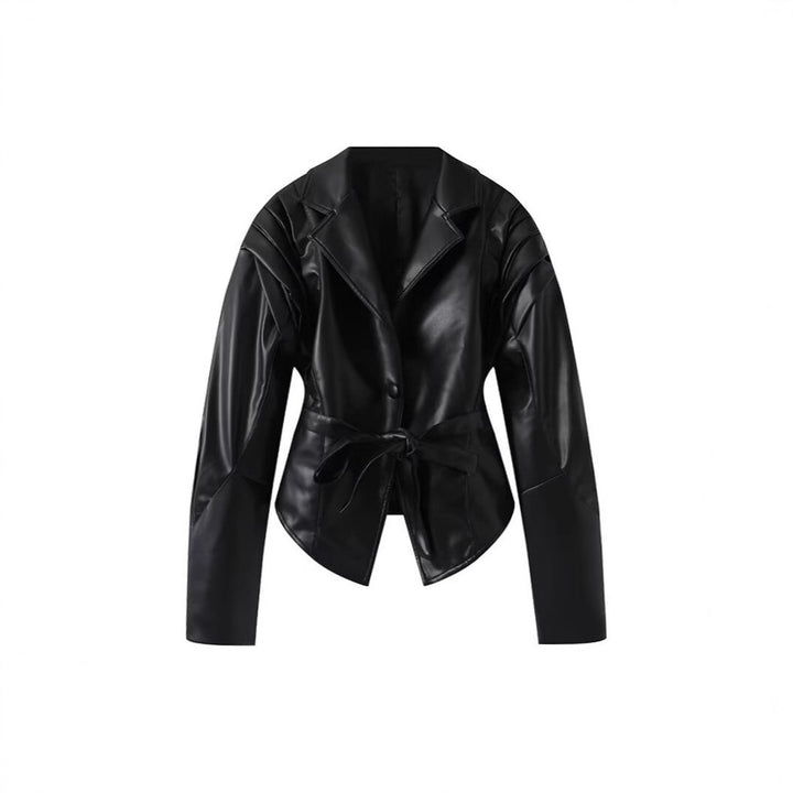 Ladies Elegant Jacket with Textured Details and Waist Belt Lune London