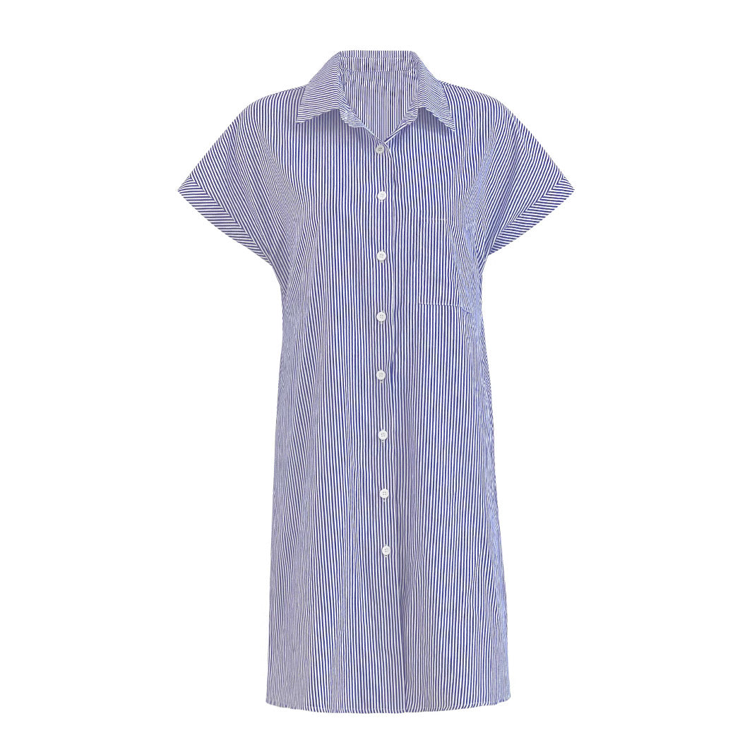 Shirt dress women with fine stripes and practical pockets Lune London