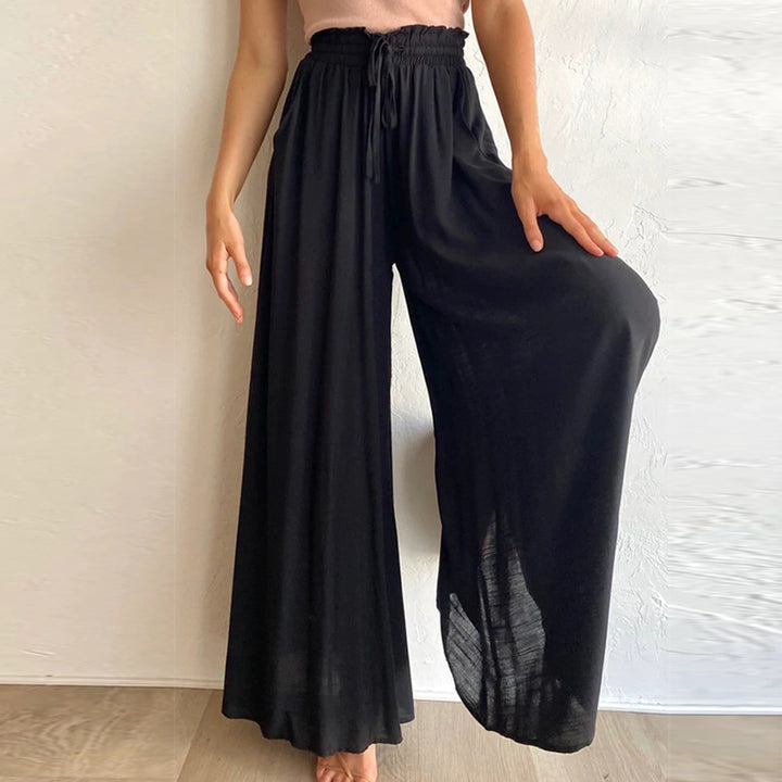 Women's Flowing Maxi Pants with Elastic Waistband and Pockets