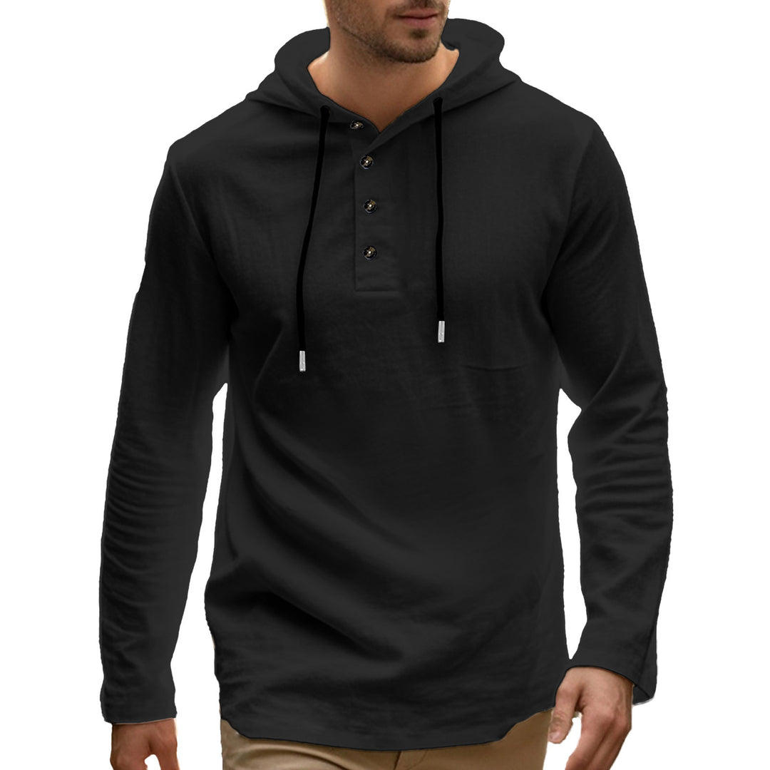 Men's sporty hoodie with button placket and functional pockets Lune London