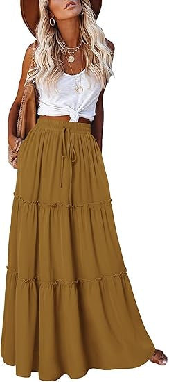 Jupe maxi aérienne pour femmes avec détails de volants Chic & Stil