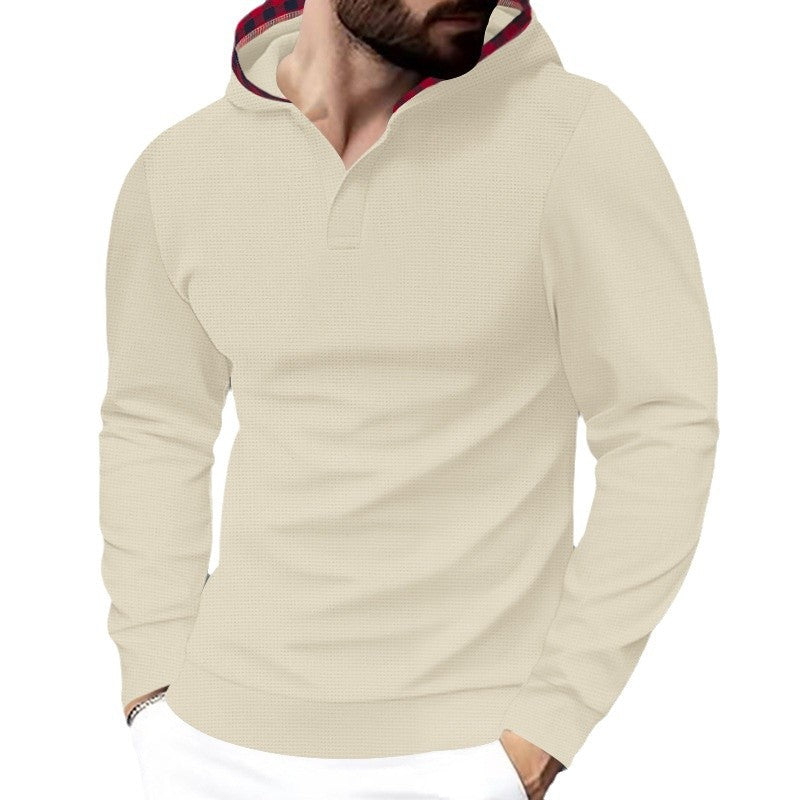 Trendy long sleeve shirt for men with hoodie and textured design Lune London