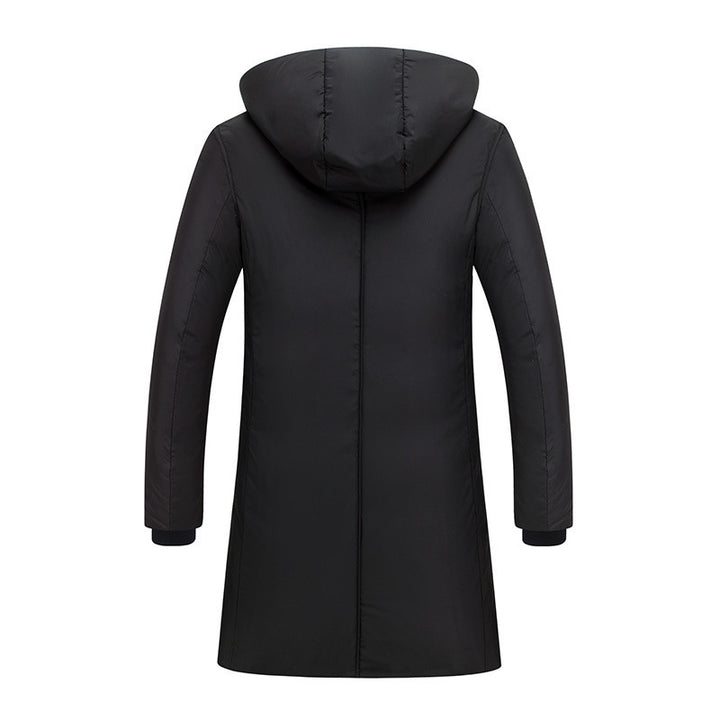 Ladies long down jacket with large hood and practical pockets Lune London