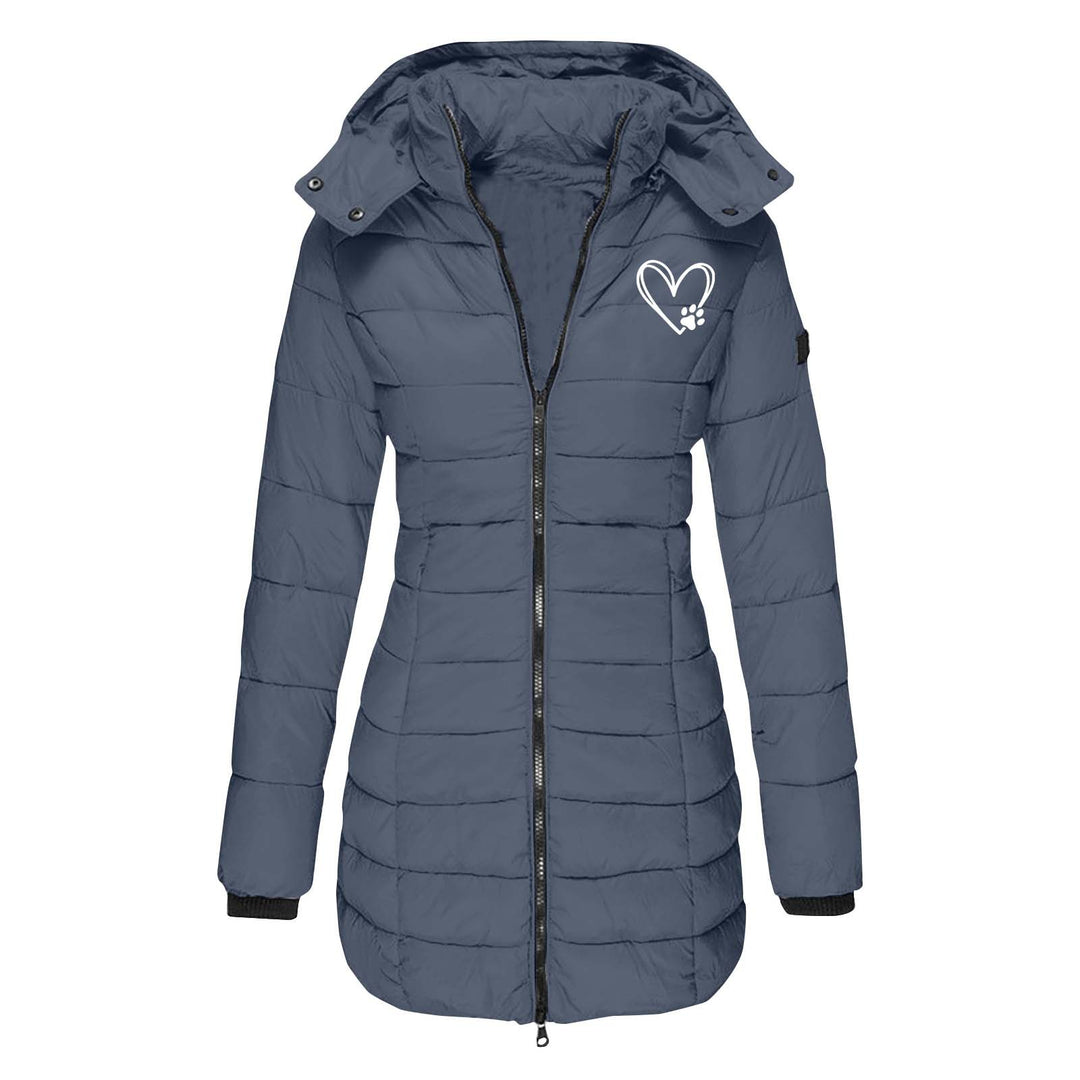 Ladies winter quilted down jacket with removable hood Lune London
