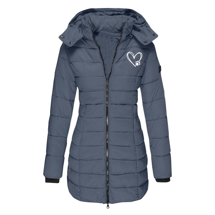 Ladies winter quilted down jacket with removable hood Lune London