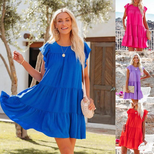 Ladies Mini Flowy Tiered Dress Lune London