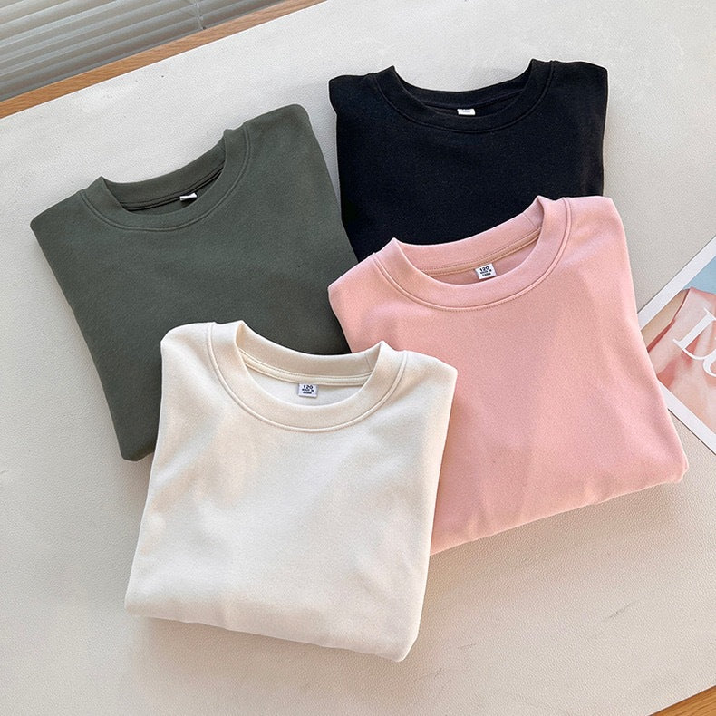 Chemise longue à manches longues confortable pour femme avec col rond