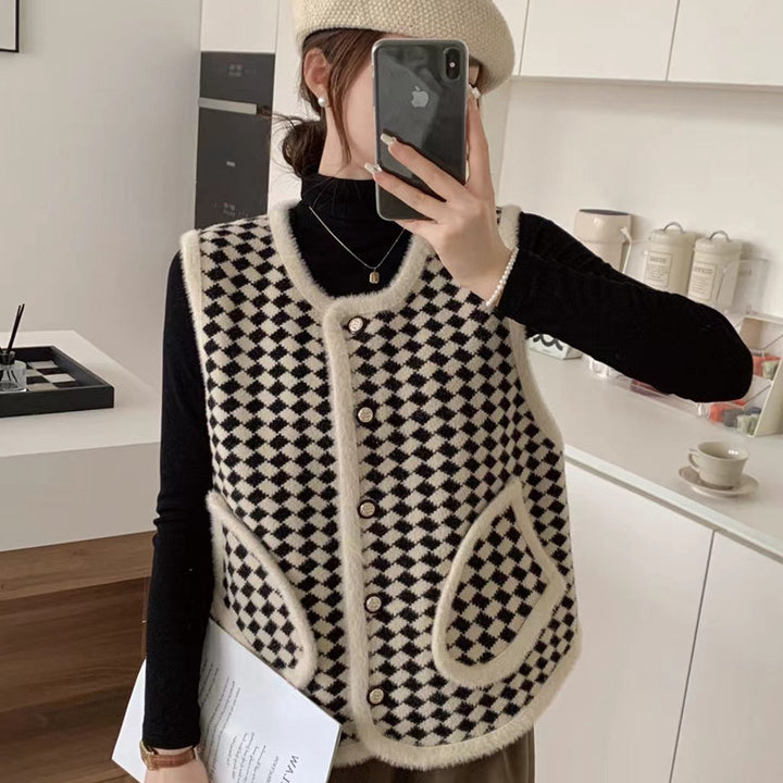 Gilet tricoté à la mode pour femmes avec motif graphique Chic & Stil