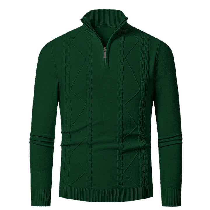 Knitted pull for men with half zip and textured pattern Lune London