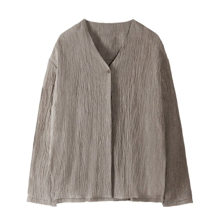 Femmes Élégant et Décontracté Blazer en Lin Sans Fermeture Chic & Stil