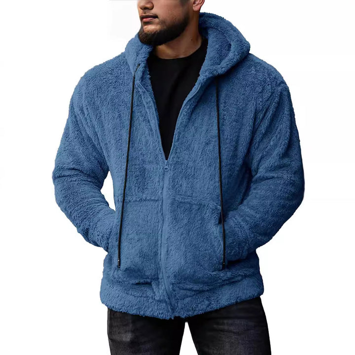 Cozy fleece jacket for men with hood and side pockets Lune London