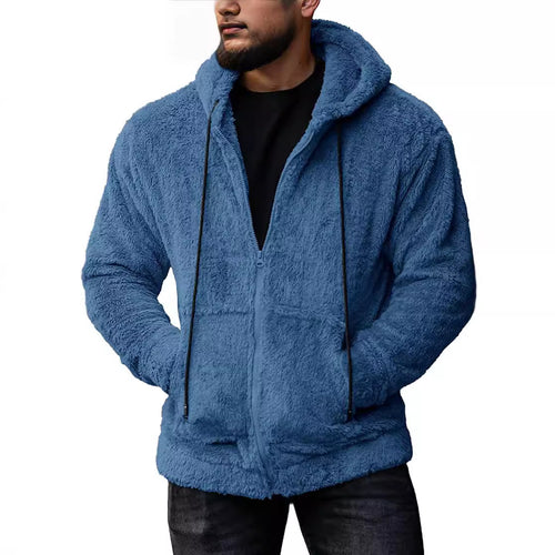 Cozy fleece jacket for men with hood and side pockets Lune London