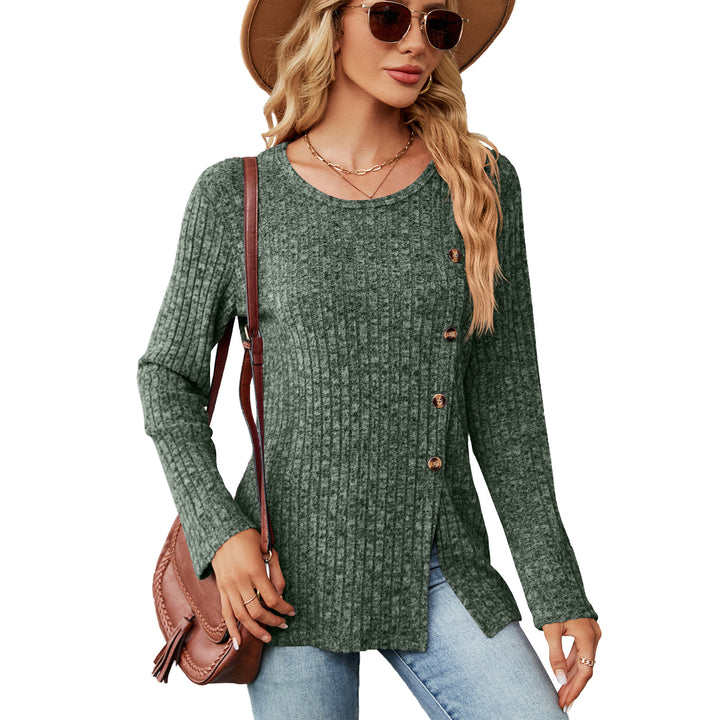 Casual knit blouse for women with a tie design and side slit Lune London