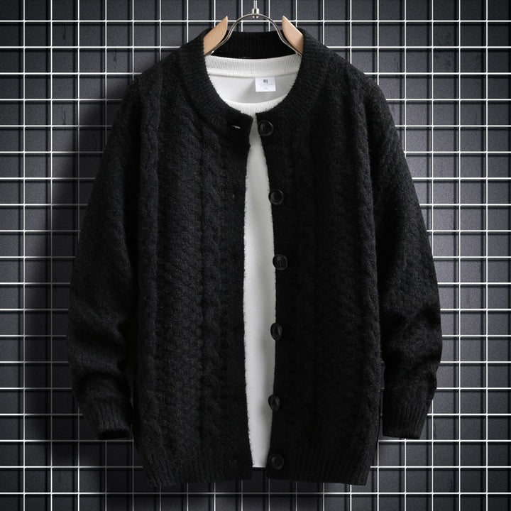 Women knitted cardigan with twisted pattern and buttons down the entire length Lune London