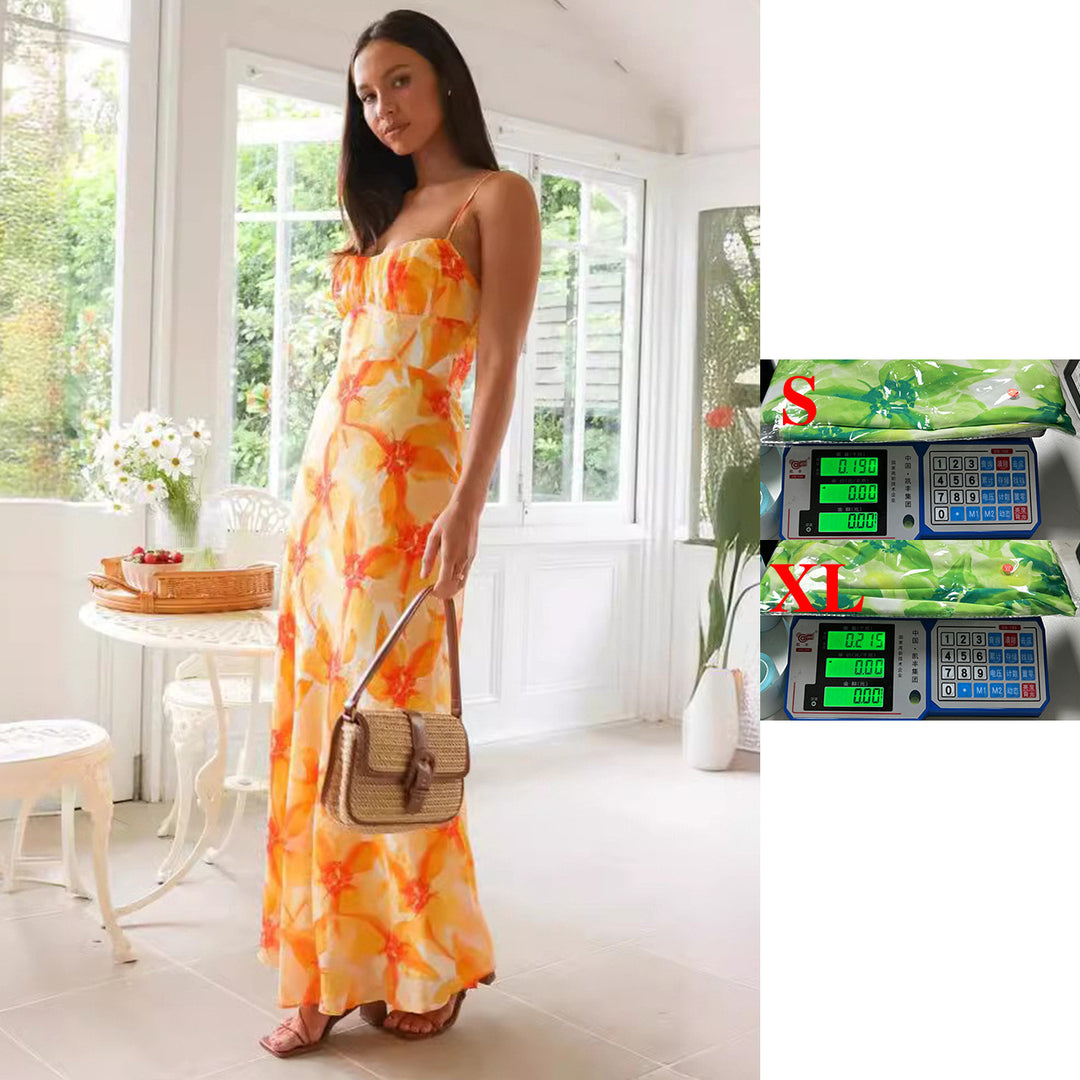 Women’s maxi dress with elegant gathering design and supportive spaghetti straps