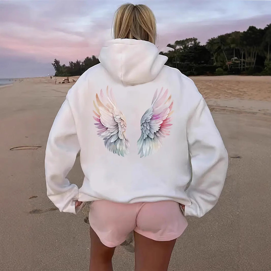 Women's hoodie sweatshirt with imaginative wing motif Chic & Stil