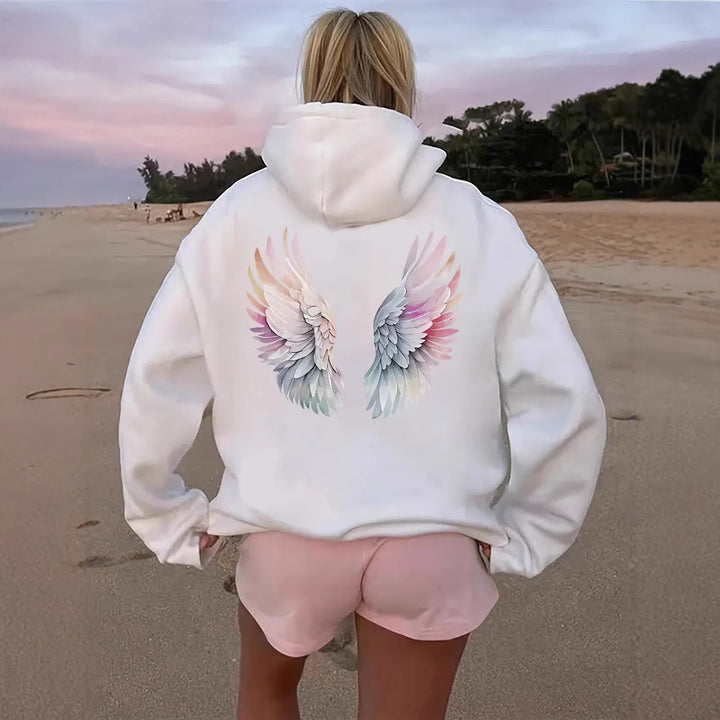 Women's hoodie sweatshirt with imaginative wing motif Chic & Stil