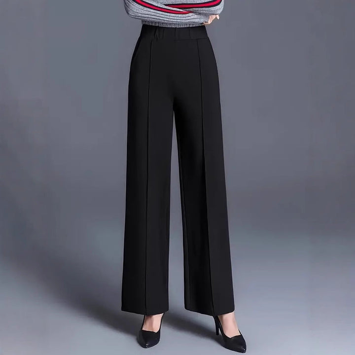 Women Wide-Cut High-Waist Trousers with Elegant Creases Lune London