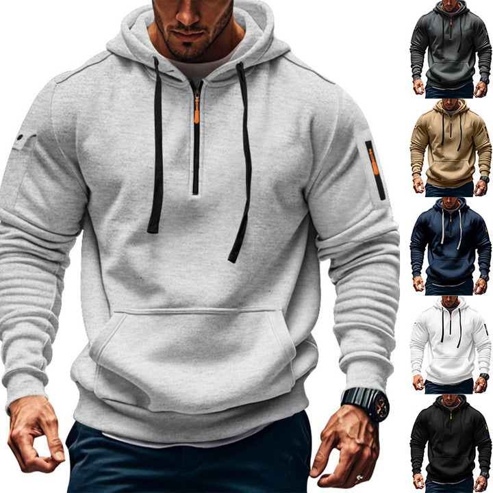 Functional hoodie for men with contrasting zipper and practical pockets Lune London