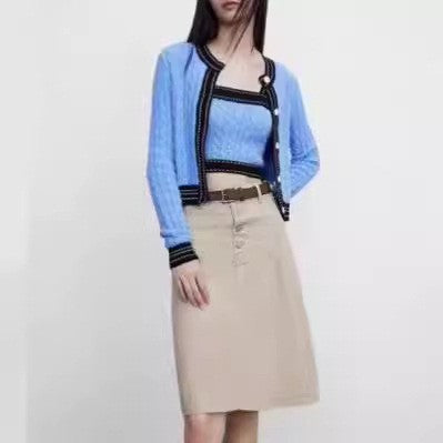 Women's knit jacket with asymmetrical design and contrasting accents Lune London