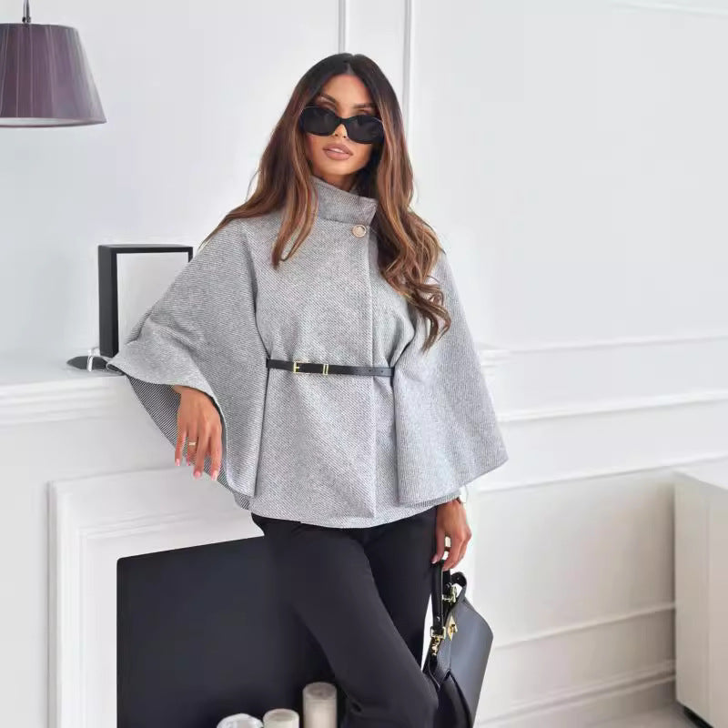 Ladies Elegant Knit Capes with Chic Belt and Style