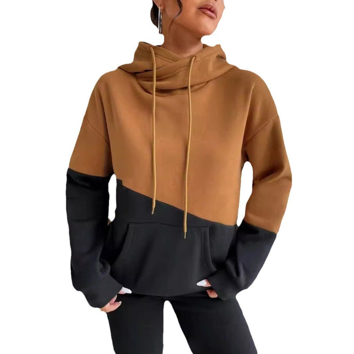 Ladies comfortable hoodie with asymmetrical color block design Lune London