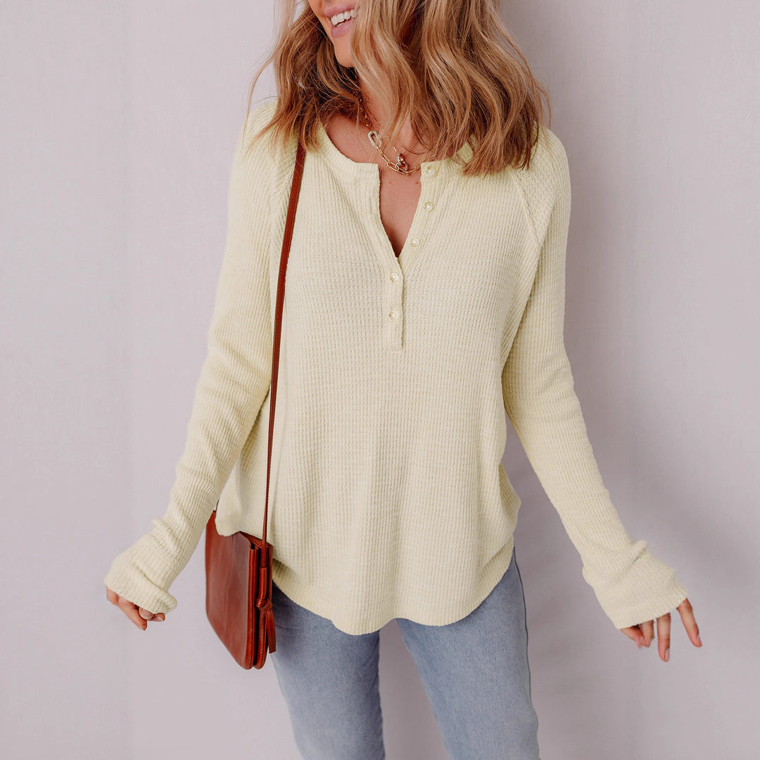 Lune London textured material casual Henley sweater for women