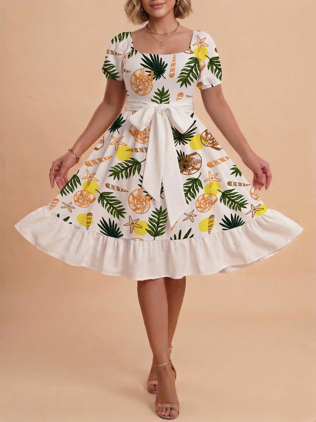 Women's dress with tailored fit and playful floral pattern Lune London