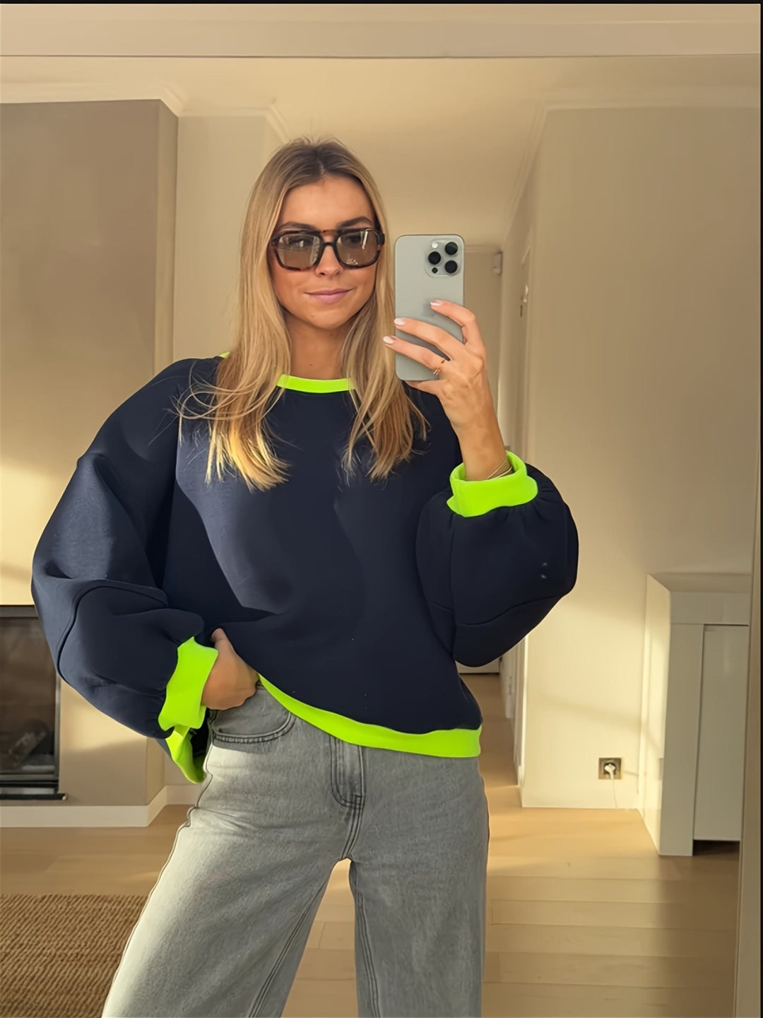 Casual oversized sweater for women with contrasting details Lune London