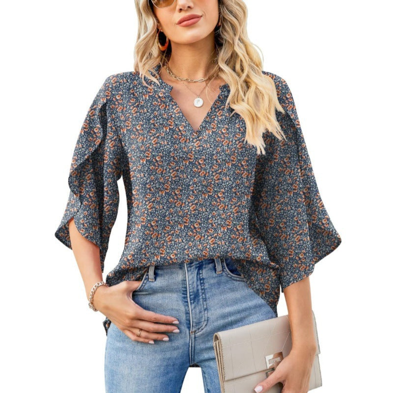 Lune London V neck floral print blouse