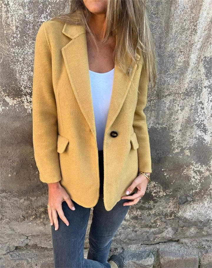 Ladies Elegant Blazer in Warm Fleece Fabric with Practical Pockets Lune London