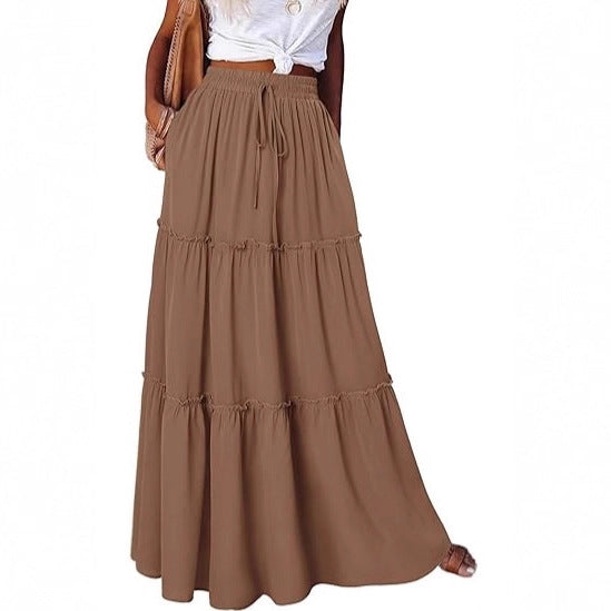 Jupe maxi aérienne pour femmes avec détails de volants Chic & Stil